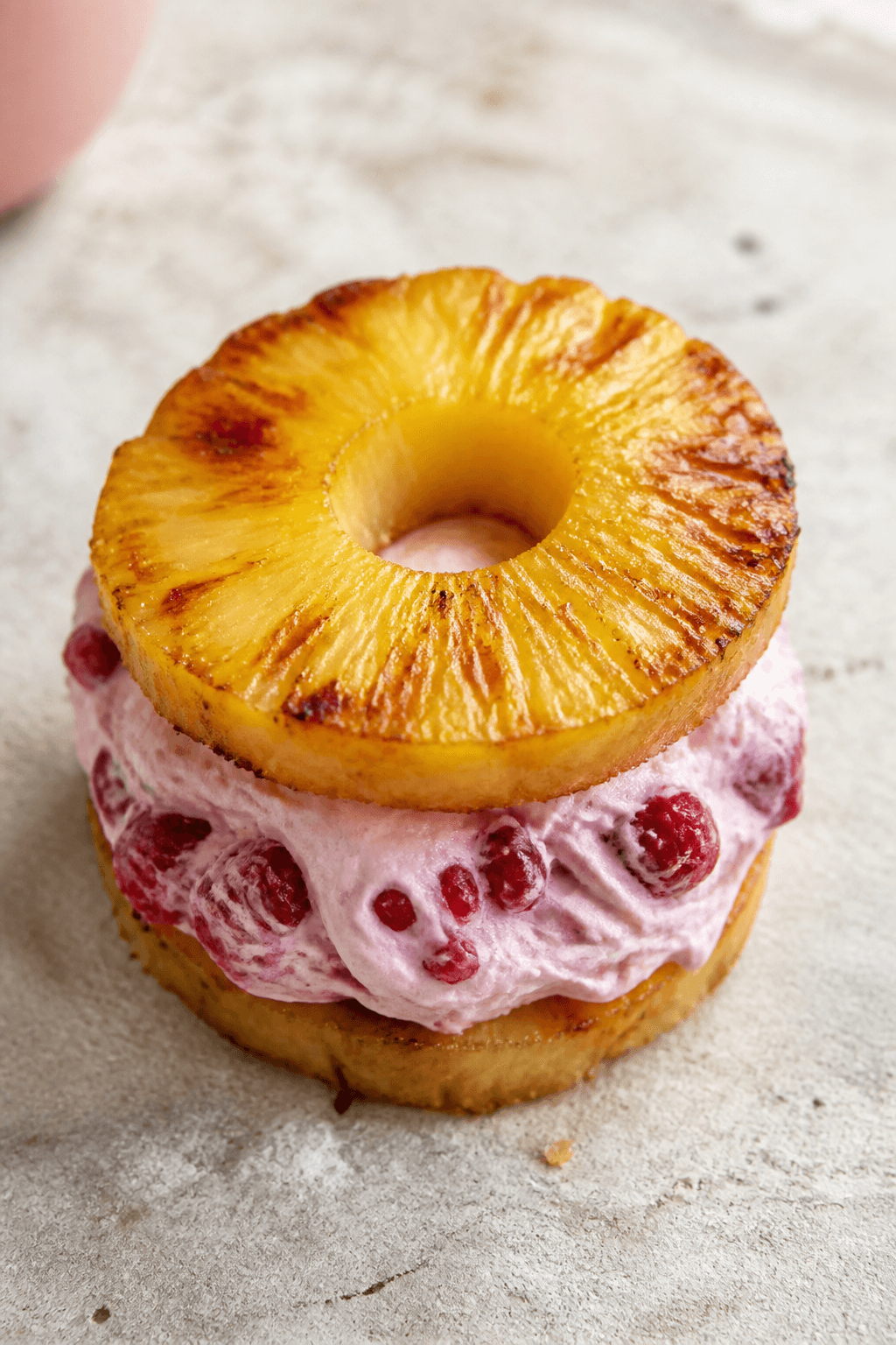 Pinewich: frozen yogurt fused between pineapple rings